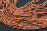 2mm or 3mm Crystal Round -2 or 5 or 10 STRANDS- Extra Fine-14 inches long about 100+ Beads - Peach AB
