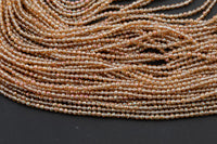 2mm or 3mm Crystal Round -2 or 5 or 10 STRANDS- Extra Fine-14 inches long about 100+ Beads - Mystic Champagne