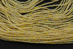 2mm or 3mm Crystal Round -2 or 5 or 10 STRANDS- Extra Fine-14 inches long about 100+ Beads - Canary Yellow AB