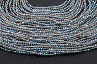 2mm or 3mm Crystal Round -2 or 5 or 10 STRANDS- Extra Fine-14 inches long about 100+ Beads - Mystic Purple Half