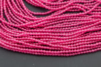 2mm or 3mm Crystal Round -2 or 5 or 10 STRANDS- Extra Fine-14 inches long about 100+ Beads - Pink Tourmaline