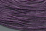 2mm or 3mm Crystal Round -2 or 5 or 10 STRANDS- Extra Fine-14 inches long about 100+ Beads - Purple