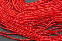 2mm or 3mm Crystal Round -2 or 5 or 10 STRANDS- Extra Fine-14 inches long about 100+ Beads - Red