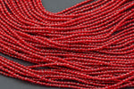 2mm or 3mm Crystal Round -2 or 5 or 10 STRANDS- Extra Fine-14 inches long about 100+ Beads - Dark Red
