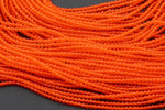 2mm or 3mm Crystal Round -2 or 5 or 10 STRANDS- Extra Fine-14 inches long about 100+ Beads - Orange