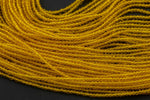 2mm or 3mm Crystal Round -2 or 5 or 10 STRANDS- Extra Fine-14 inches long about 100+ Beads - Dark Yellow