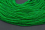 2mm or 3mm Crystal Round -2 or 5 or 10 STRANDS- Extra Fine-14 inches long about 100+ Beads - Light Emerald
