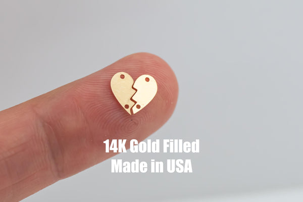 BFF heart connector charm (1 set) Connector - 14Kt Gold Filled Sterling Silver - Connectors - Permanent Jewelry Supply