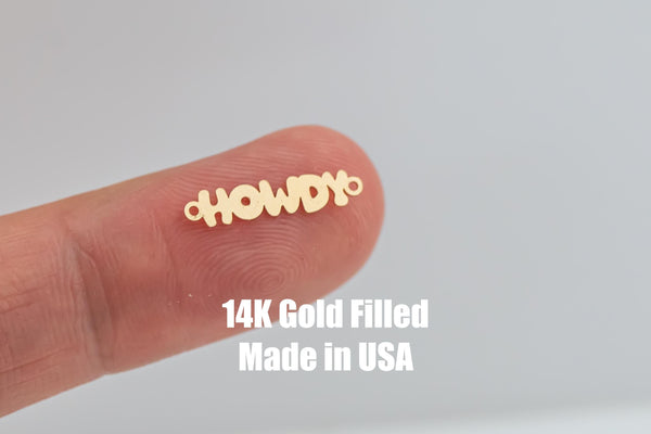 Howdy Permanent Jewelry Connector- Intricate Detail - 14kt gold filled or Sterling Silver - Made in the USA - Custom