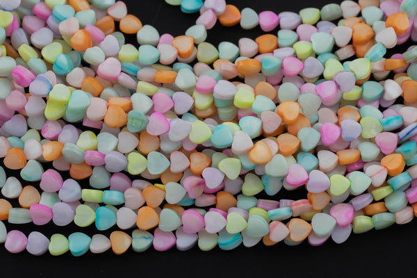 Multi Color Mother of Pearl MOP Shell Puffy Heart Beads 6mm to 10mm 15.5'' Strand Shell Beads