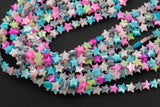 Multi Color Mother of Pearl MOP Shell Star Beads 8mm to 10mm 15.5'' Strand Shell Beads