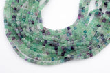 Natural Rainbow Fluorite Faceted Cube Beads Size 4mm 15.5" Strand