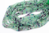 Natural Rainbow Fluorite Faceted Cube Beads Size 4mm 15.5" Strand