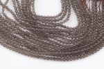 Smokey Quartz- Full Strands-15.5 inches-2-3mm- Nice Size Hole- Diamond Cutting,High Facets-Nice and Sparkly-Faceted Round