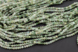 Natural Rutilated Green Quartz Faceted Cube Beads Size 3mm 15.5" Strand