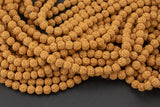 Natural Golden Rudraksha Beads- 8mm - Wholesale Bulk or Single Strands!- Full 31 Inch Strand Gemstone Beads