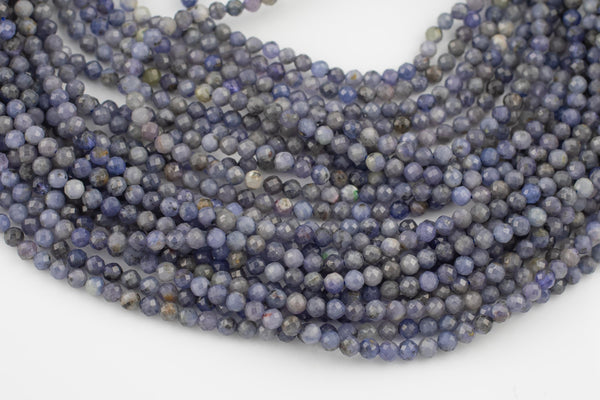 Natural Tanzanite Faceted Round Beads Size 3.5mm and 4.5mm 15.5" Strand