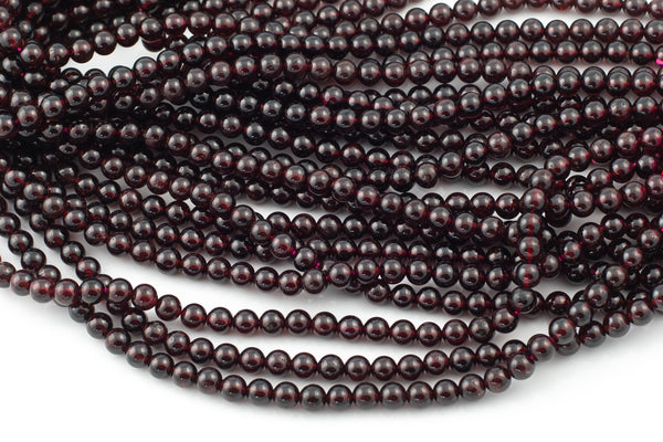 Natural A Red Garnet Beads- 6mm Round- In Full 15.5 Inch Long Strand - Bulk order Smooth Gemstone Beads