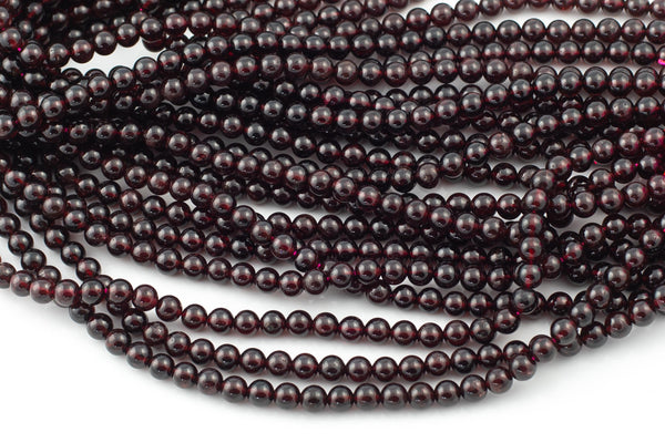 Natural A Red Garnet Beads- 6mm Round- In Full 15.5 Inch Long Strand - Bulk order Smooth Gemstone Beads