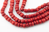 Bamboo Red Coral Natural Barrel Shaped Beads. Large Size- 18mm-15.5 inch strand Gemstone Beads- Nigerian Wedding Beads
