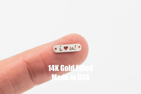 I Love You tag Connector Permanent Jewelry Connectors 14K Gold Filled or 925 Sterling Silver Gold Filled Connectors Wholesale Supply