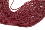 2mm or 3mm Crystal Round -2 or 5 or 10 STRANDS- Extra Fine-15.5 inches long about 100+ Beads - Dark Red