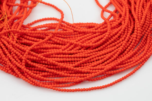 2mm or 3mm Crystal Round -2 or 5 or 10 STRANDS- Extra Fine-15.5 inches long about 100+ Beads - Fusia Orange