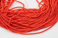 2mm or 3mm Crystal Round -2 or 5 or 10 STRANDS- Extra Fine-15.5 inches long about 100+ Beads - Fusia Orange