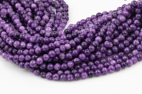 Speckled Purple - JADE Smooth Round- 6mm 8mm 10mm 12mm-Full Strand 15.5 inch Strand AAA Quality