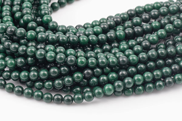Dark Green - JADE Smooth Round- 6mm 8mm 10mm 12mm-Full Strand 15.5 inch Strand AAA Quality