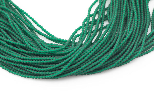 2mm or 3mm Crystal Round -2 or 5 or 10 STRANDS- Extra Fine-15.5 inches long about 100+ Beads -Matt Green