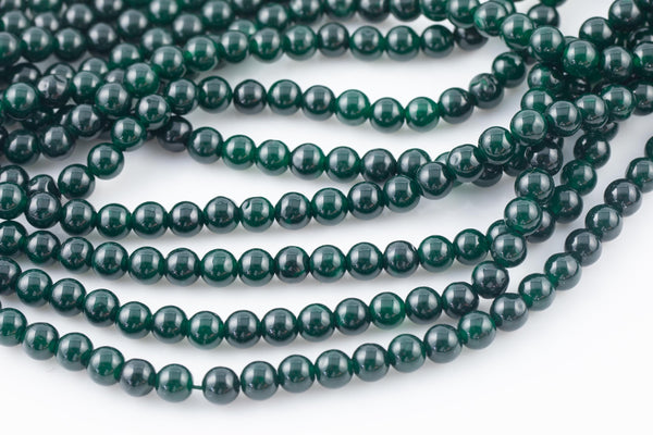 Dark EverGreen - JADE Smooth Round- 6mm 8mm 10mm 12mm-Full Strand 15.5 inch Strand AAA Quality