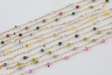 Gold filled Gemstone Cable Satellite Chain Permanent Jewelry and gemstones- 16mm spacing 2-4mm stone Chain Made in House- 7 inches per order