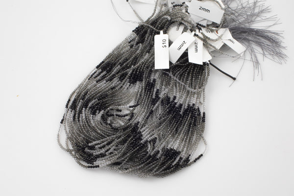 2mm Crystal Round 1 or 2 or 5 or 10 STRANDS- 14.5 inch strand- Smoke Umbre
