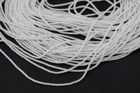 Cats Eye - Selenite Quartz- High Quality in Smooth Round, 2mm- Full Strand 15.5 inches Long- White