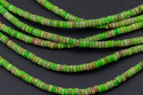 Lime Sea Sediment Jasper Heishi Discs Beads 2x4mm 3x6mm 15.5" Strand