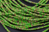 Lime Sea Sediment Jasper Heishi Discs Beads 2x4mm 3x6mm 15.5" Strand