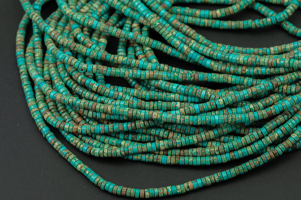 Greenish Sea Sediment Jasper Heishi Discs Beads 2x4mm 3x6mm 15.5" Strand