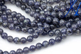 Natural Iolite Beads Full Strands-15.5 inches- Nice Size Hole-Polished Plain Round- 8mm, 10mm, 12mm- A quality A Quality Smooth