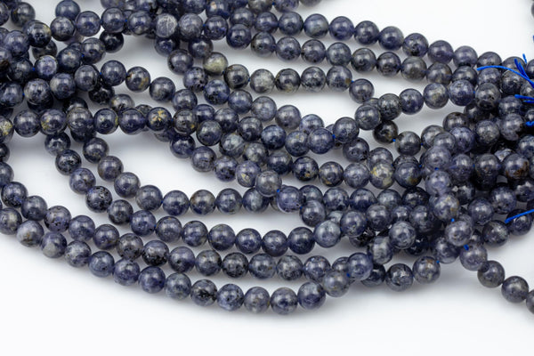 Natural Iolite Beads Full Strands-15.5 inches- Nice Size Hole-Polished Plain Round- 8mm, 10mm, 12mm- A quality A Quality Smooth