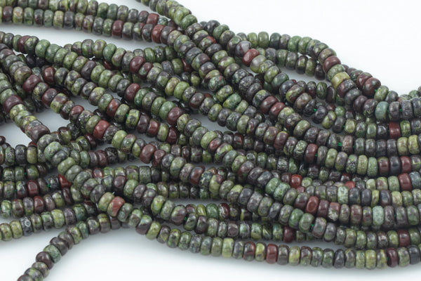 Dragon Blood Stone Jasper - High Quality in Smooth Saucer Roundel, 4mm Flat Rondel 15 Inches Thin Roundel