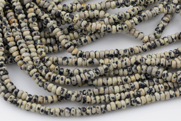 Dalmatian Jasper - High Quality in Smooth Saucer Roundel, 4mm Flat Rondel 15 Inches Thin Roundel