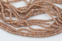 Pink Sunstone - High Quality in Smooth Saucer Roundel, 4mm Flat Rondel 15 Inches Thin Roundel