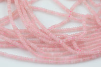 Rose Quartz- High Quality in Smooth Saucer Roundel, 4mm Flat Rondel 15 Inches Thin Roundel