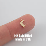 Moon Permanent Jewelry Connector or Charm- Intricate Detail - 14kt gold filled or Sterling Silver - Made in the USA