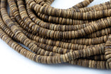 Natural Coconut Wood Heishi Roundl Shaped Beads with 1.5mm Holes - Sold by 15.5" Strands Gemstone Beads