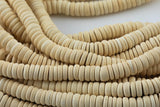 White Coconut Wood Heishi Roundel Shaped Beads with 1.5mm Holes - Sold by 15.5" Strands Gemstone Beads