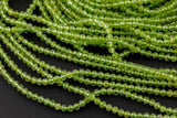 Natural Beautiful TINY 3mm SHARP CUT Peridot semi-round / roundel Gemstone Beads