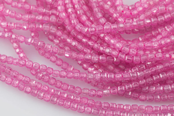 Cubic Zirconia Pink Faceted Cube Beads Size- 15.5" Strand
