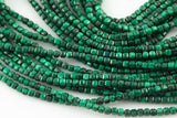 Natural Malachite Faceted Cube Beads Size 3mm 15.5" Strand